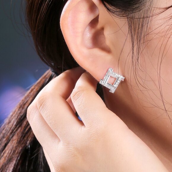 ⚡   Classic Cubic Zirconia Wedding Stud Earrings for Women, FB16FA1007 - Picture 3 of 4